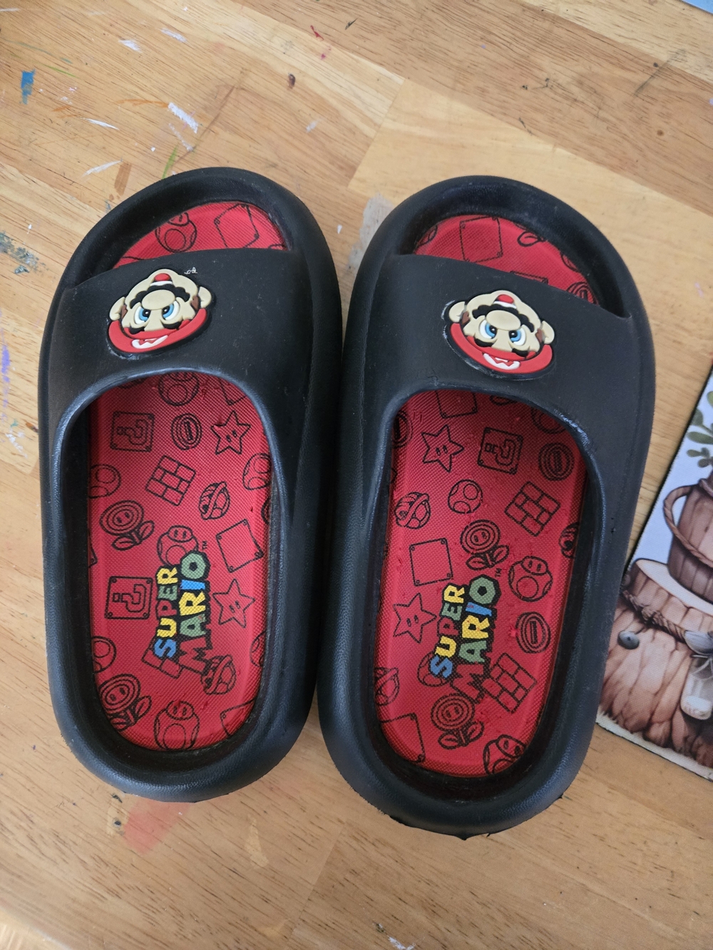 Super Mario Kids Black and Red Slide Sandals by Nintendo